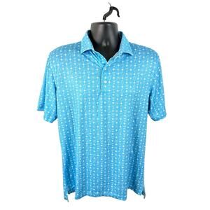 Johnnie O Shaker Polo Blue Size Medium Performance Golf AOP Martinis Shakers